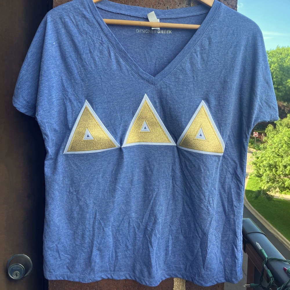 Tri Delta Designer Greek v neck shirt